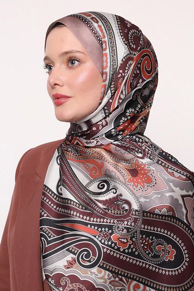 Levidor K.Beige Edge Geometric Pattern Indian Silk Shawl