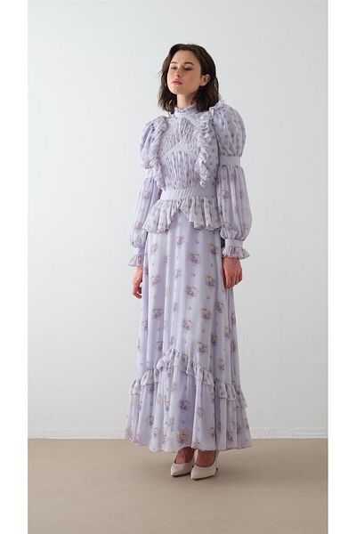 miha Hicran Önal Top Size Parted Dress Lilac