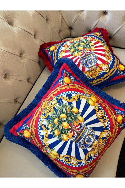 Merve Kaymakcı غطاء وسادة بوسيتانو - شراشيب ساكس