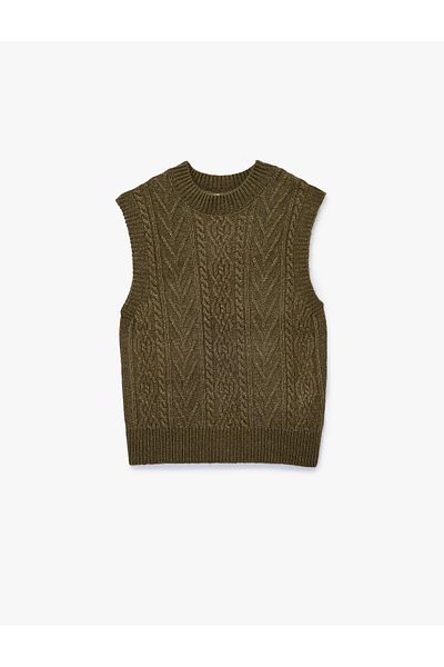 Koton Sleeveless Stand Collar Textured Knitwear Sweater
