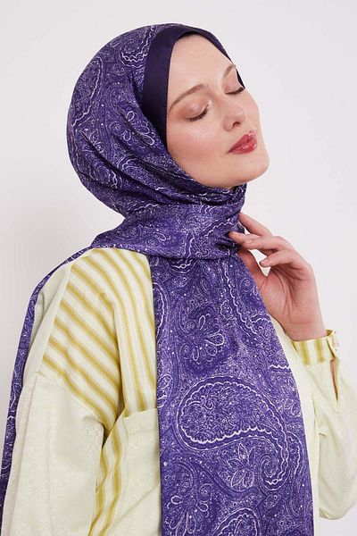 Levidor Purple Authentic Pattern Indian Silk Shawl
