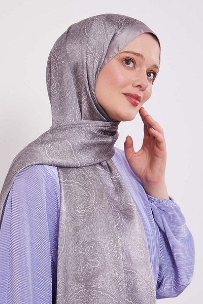 Levidor Gray Authentic Pattern Indian Silk Shawl