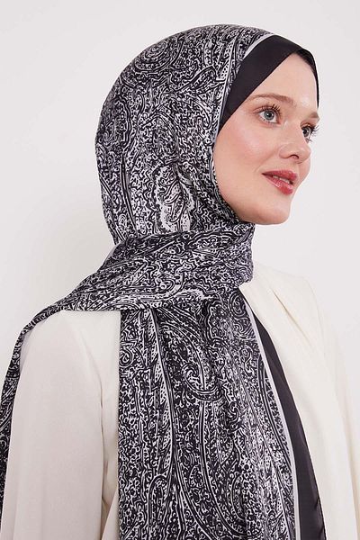 Levidor Black Mixed Pattern Indian Silk Shawl