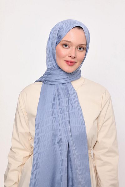 Levidor Blue Drop Pattern Blue Jacquard Shawl