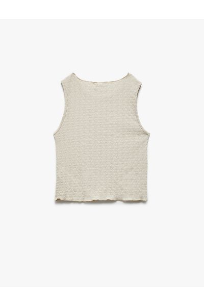 Koton Crew Neck Sleeveless Basic Textured Crop Undershirt