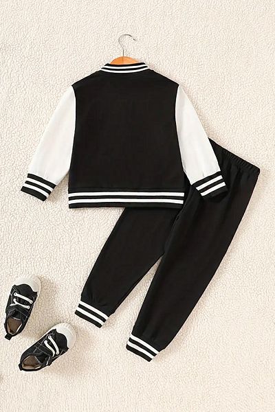 c.c.l. coccolin kids baby clup Children's Unisex 2-Piece College Cardigan Jacket Tracksuit 3 Thread Combed Cotton Bottom Top Set