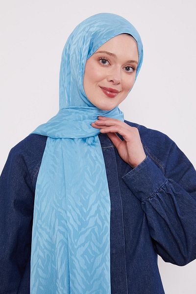 Levidor Turquoise Abstract Leaf Pattern Jacquard Capri Shawl