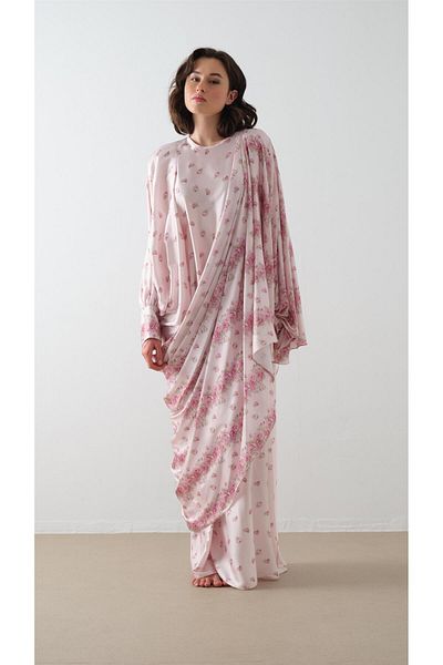 miha Hicran Önal Patterned Kaftan Dress Powder