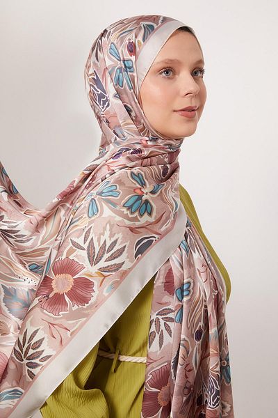 Levidor Sand Petunia Pattern Indian Silk Shawl
