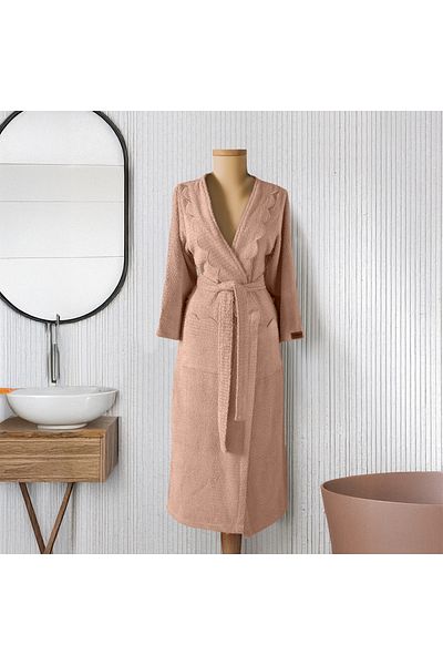 Altınbaşak Valora 100% Cotton Women's Bathrobe Powder