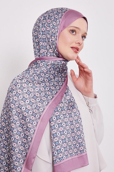 Levidor Pink Square Pattern Indian Silk Shawl