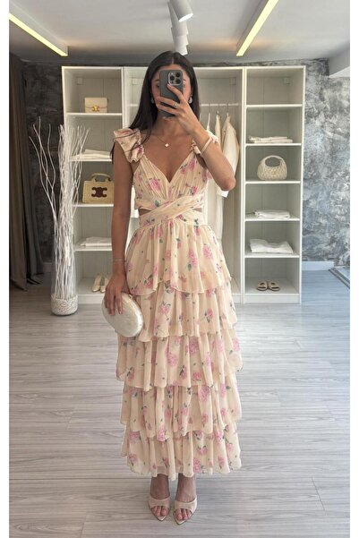 LUUNA STORE Flowered Dress with Volan