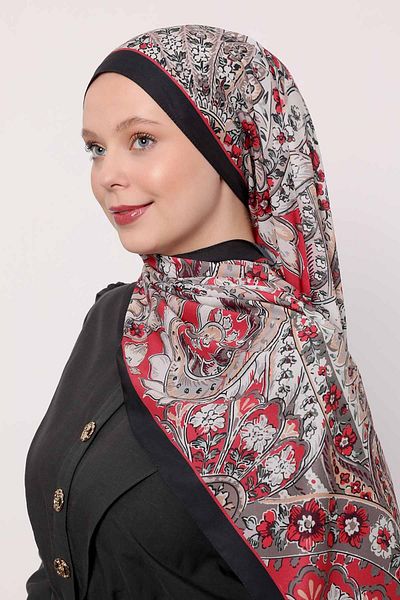 Levidor Black-Red Abstract Flower Pattern Love Shawl