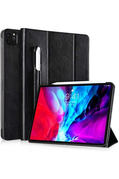 jisoncase Jasoncase iPad Pro 11-inch 2020 Leather Case with Pencil Holder - Black