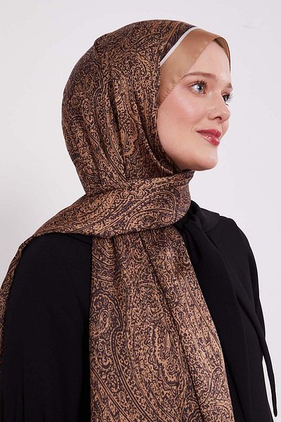 Levidor Camel Mixed Pattern Indian Silk Shawl