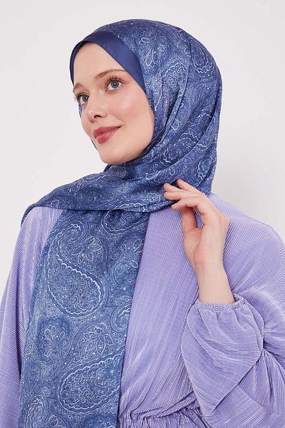 Levidor Blue Authentic Pattern Indian Silk Shawl