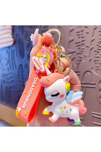 FG KONNİCHİWA Cartoon Cute Rainbow Horse Unicorn Keychain Exquisite Doll Couple Bag Pendant Car Keychain