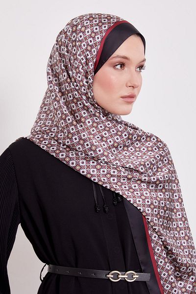 Levidor Black-Red Square Pattern Indian Silk Shawl