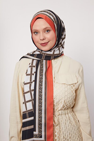 Levidor Orange Striped Foil Pattern Love Shawl