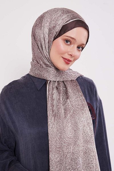 Levidor Coffee Mixed Pattern Indian Silk Shawl