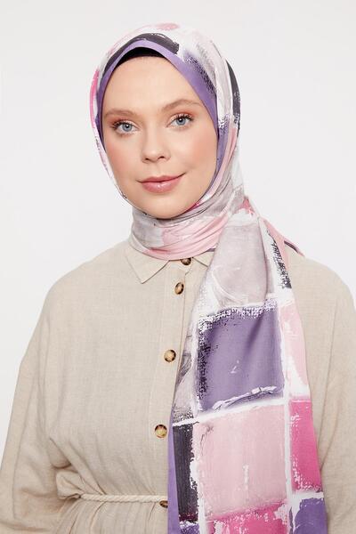 Levidor Purple Square Pattern Twill Shawl