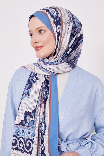 Levidor Blue Edge Speckle Pattern Indian Silk Shawl