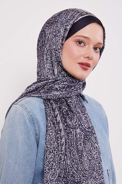 Levidor K.Navy Blue Mixed Pattern Indian Silk Shawl