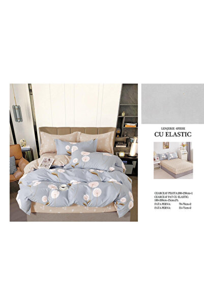 FIONNA.RO Lenjerie De Pat Finet Cu Elastic - Bleu/Bej