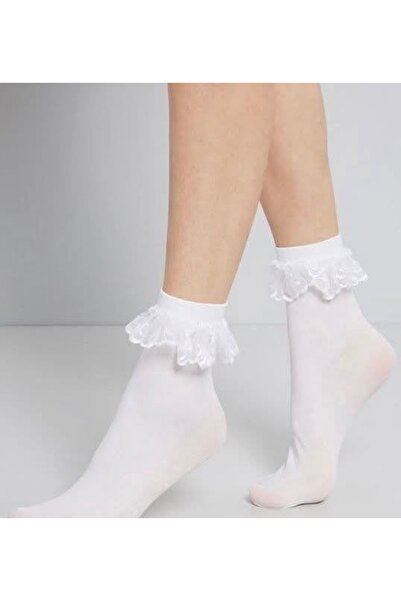 Generic Girls Ankle Length Socks, 100% Cotton Ruffle Lace Double Layer Socks, Socks (3 Pairs - White)