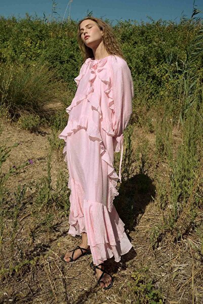 Hooopstore Soft Pink Dress with Flywheel Detail