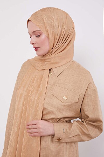 Levidor Gold Abstract Tulip Pattern Jacquard Capri Shawl