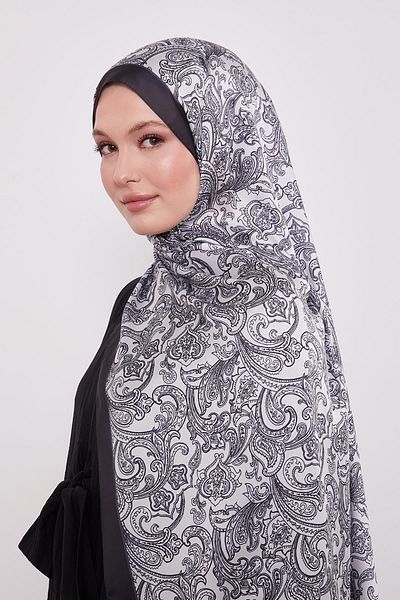 Levidor Black-White Pastel Tone Indian Silk Shawl