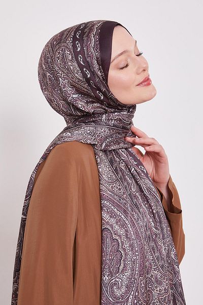 Levidor Bitter Brown Edge Pattern Indian Silk Shawl