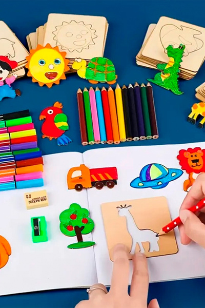 GONCA EĞİTİM “Montessori Ahşap Çizim Şablonu Seti – Eğitici ve ahşap Oyuncak