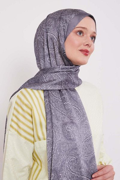 Levidor Silver Authentic Pattern Indian Silk Shawl
