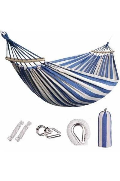 Mercaton Garden Hammock with Wooden Support, Anti-Tangle, Carry Bag and Accessories Included, Max 18