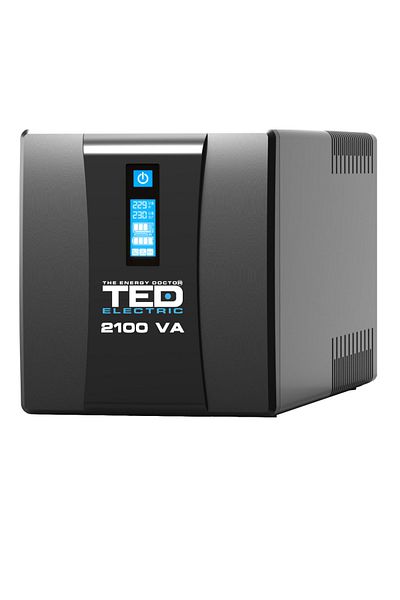 TED Electric UPS Line Interactive 2100VA 1200W with AVR, LCD, 2 Schuko Outputs, USB Management - TED004659