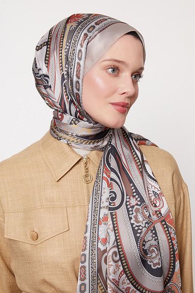 Levidor A.Mink Edge Geometric Pattern Indian Silk Shawl