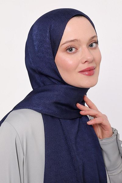 Levidor Denim Blue Round Pattern Jacquard Janjan Shawl