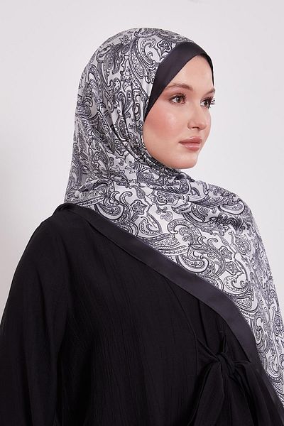 Levidor Black-White Pastel Tone Indian Silk Shawl