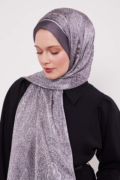 Levidor Gray Mixed Pattern Indian Silk Shawl