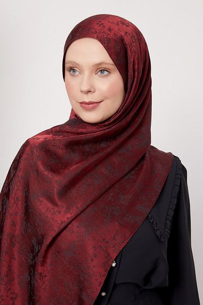 Levidor Burgundy Floral Pattern Italian Jacquard Shawl