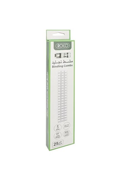 Roco Spiral Binding Comb 8mm Plastic A4 White for Neat Document Binding