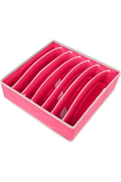 GABIANO Storage Box for Lingerie, Socks, and Bras, Textile Material, 7 Compartments, 32x32x10 cm, Pink