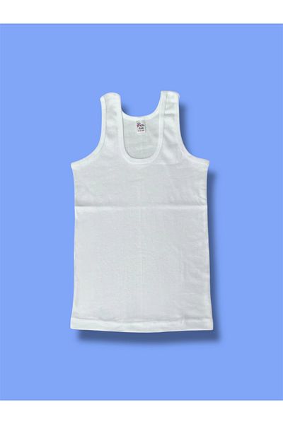 Erdenay Tekstil High Quality Boys' Cotton Ribbed Undershirt Oval Collar Pack of 6