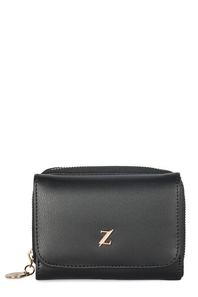 Zühre Black Wallet with Snap Closure Compartment Zc028