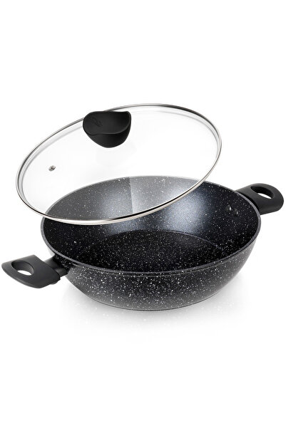 shumee Tigaie adâncă Black Line din granit cu capac de sticlă, 28 cm, 3,5 l