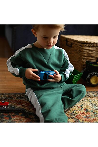 Antebies مجموعة بنطلون سويت شيرت باللون الأخضر المتباين