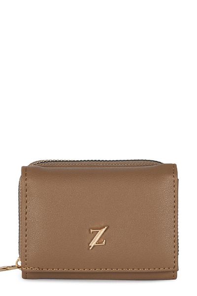 Zühre Mink Mini Wallet with Snap Fastener and Zipper Detail Zc026