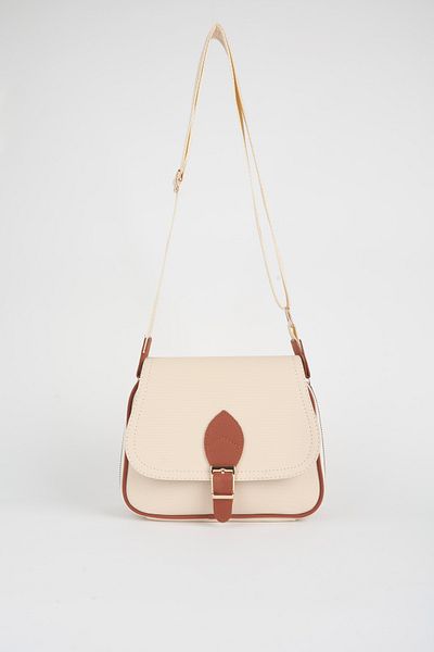 Vivaq Women's Clover Cream Tan 4 Pocket Flap Zipper and Snap Closure Arm and Shoulder Bag